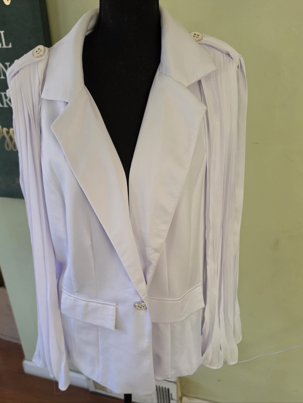 Ashley Stewart White Pleated Cape Blazer - Picture 2 of 9